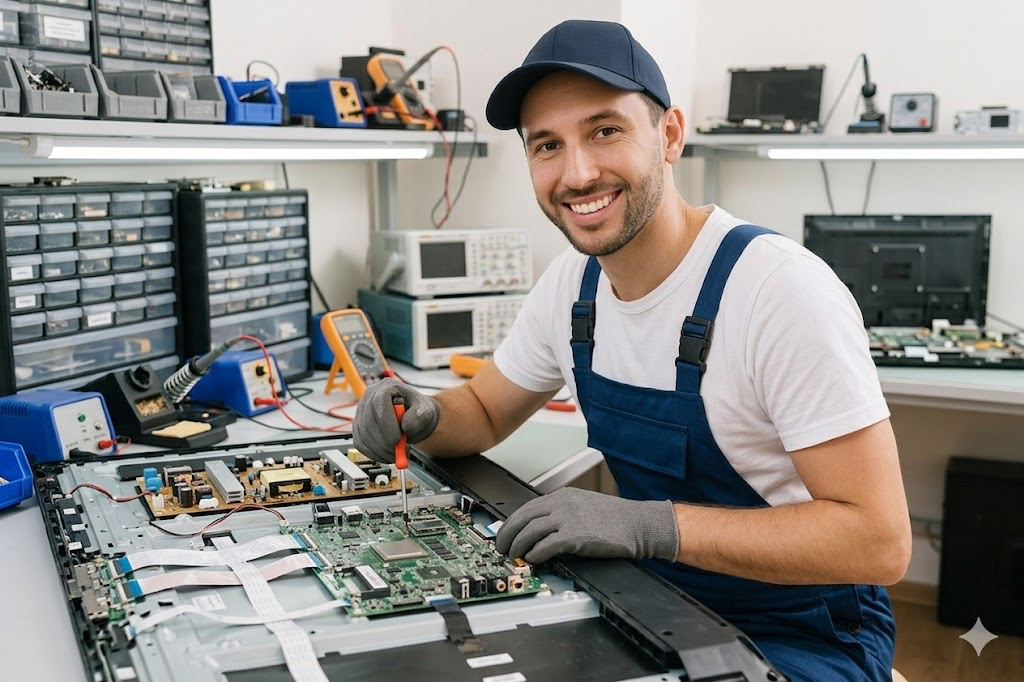 Técnico profesional realizando reparación de electrodomésticos